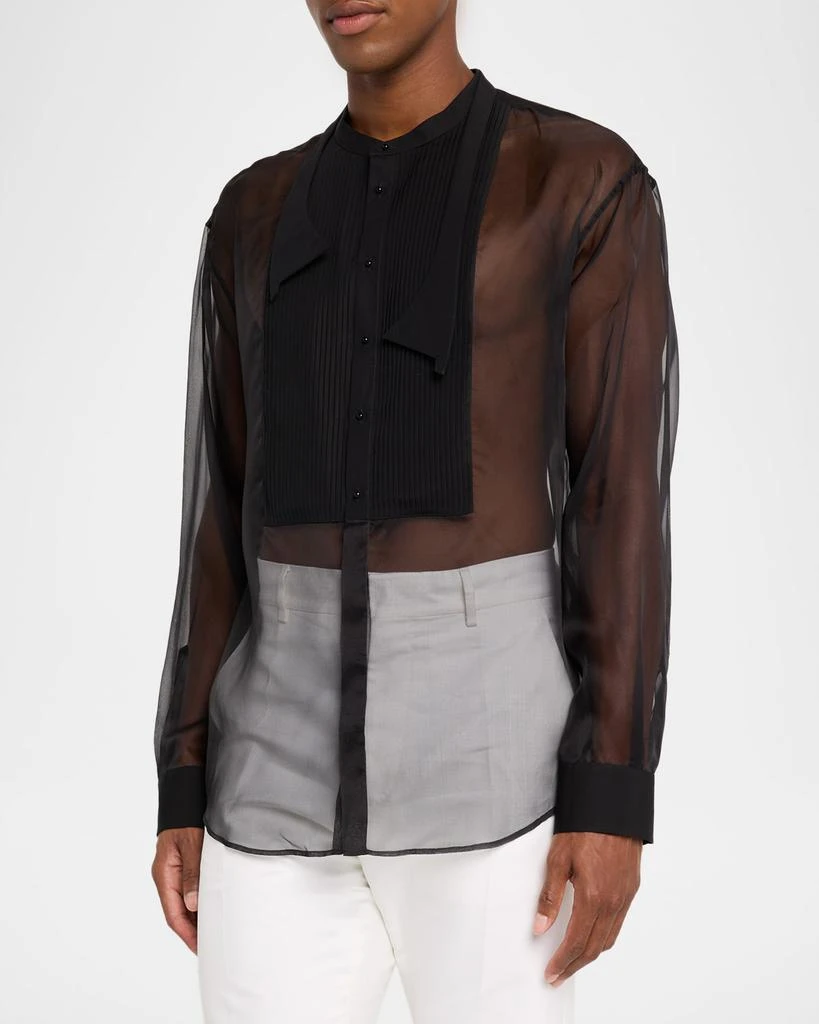 DSQUARED2 Men's Bow Tie Drop-Shoulder Sheer Silk Shirt 4