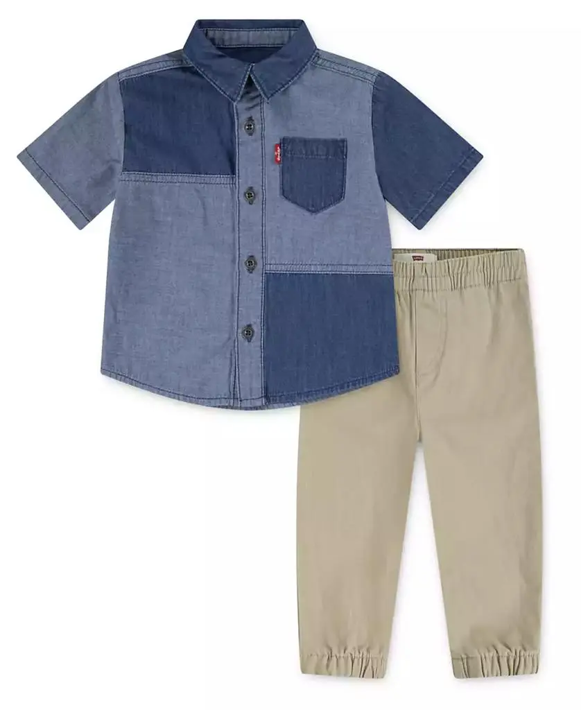 Levi's Baby Boys' Shadeblock Shirt and Jogger Pants, 2-Piece Set
