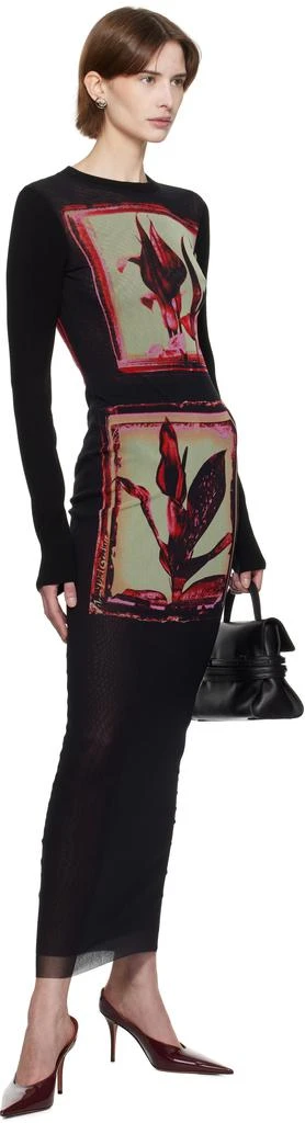 Jean Paul Gaultier Black Flowers Cadres Maxi Dress 4