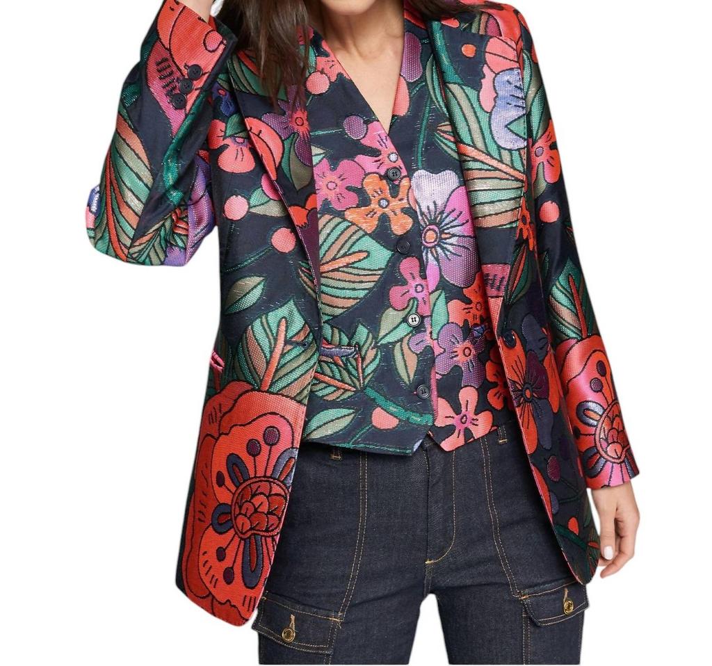 VILAGALLO Vilagallo - WAISTCOAT JACQUARD FLOWER VEST