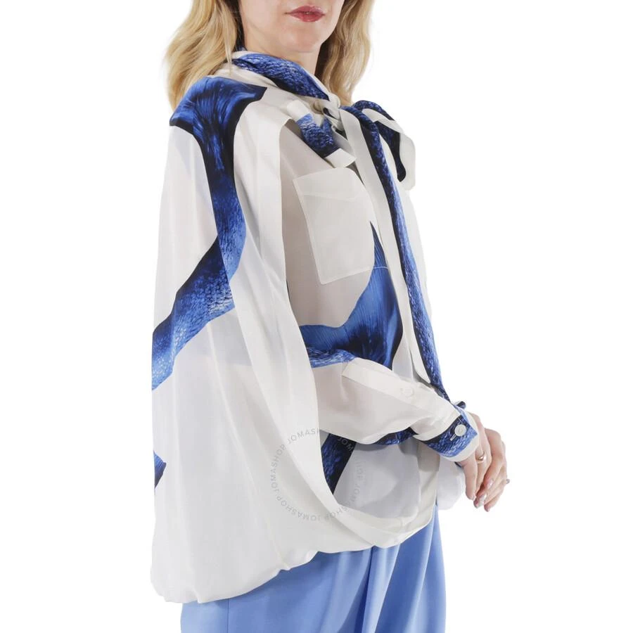 Burberry Ladies Mermaid Tail Print Tie-Neck Cape Detail Blouse 2