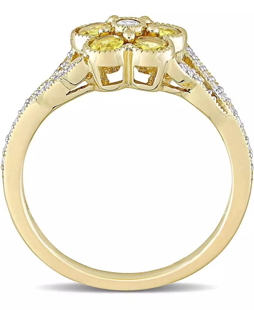 Macy
s Yellow Sapphire (3/4 ct. t.w.) 
Diamond (1/6 ct. t.w.) Flower Ring in 10k Gold 3