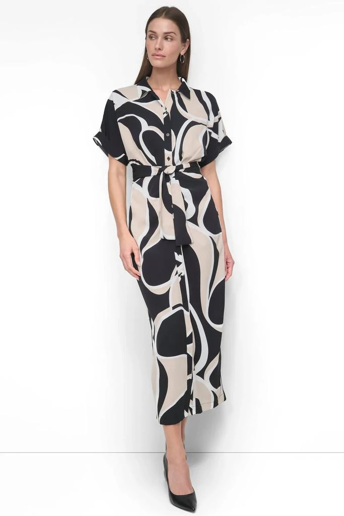 DKNY DRAPEY CREPE BELTED MAXI DRESS 7