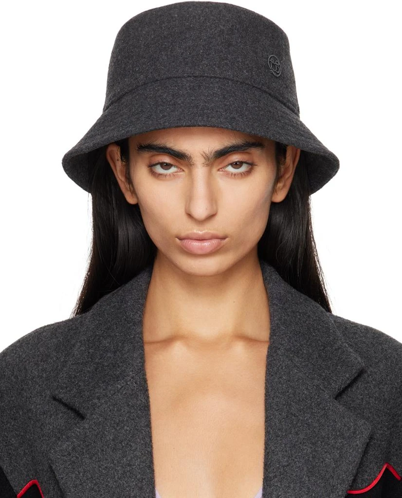 Shop Gray Monogram Embellished Bucket Hat on Sale at BeyondStyle