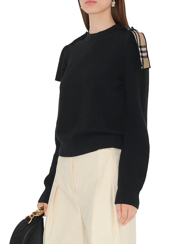 Burberry Check Epaulette Wool 
Cashmere-Blend Sweater 4