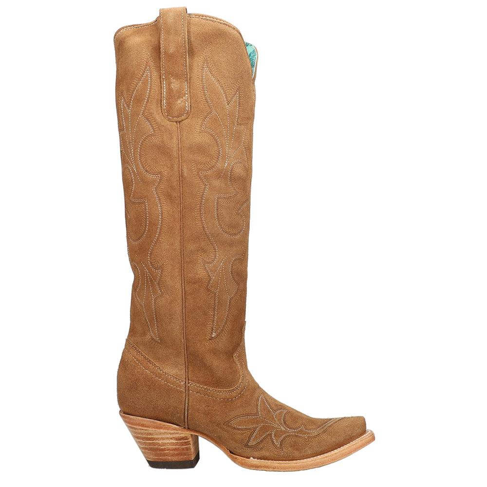 Corral Boots Suede Embroidered Tall Snip Toe Cowboy Boots
