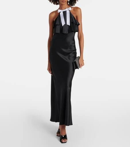 Rodarte Bow-detail halterneck silk satin gown 2