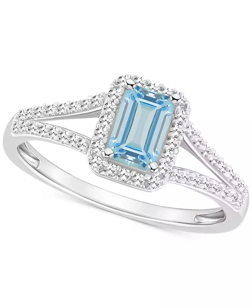Macy's Aquamarine (1/2 ct. t.w.) & Diamond (1/4 ct. t.w.) Split Shank Ring in Sterling Silver (Also in Opal) 1