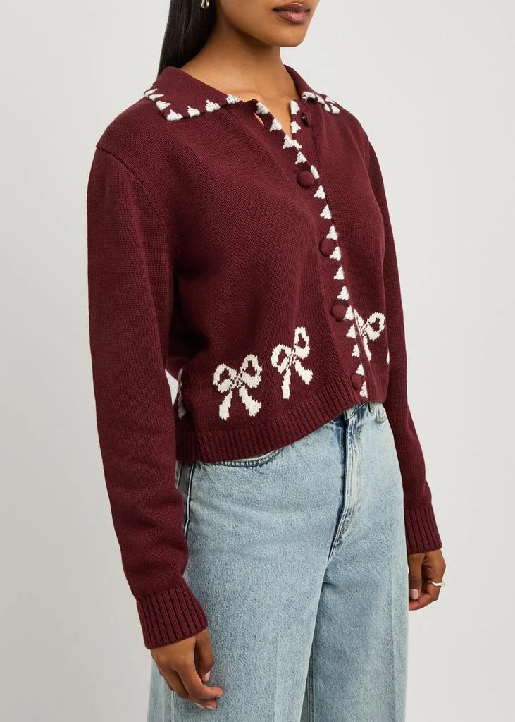 Kitri Polly bow-intarsia cotton-blend cardigan 2