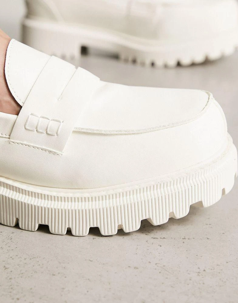 London Rebel X London Rebel X cleated sole chunky penny loafers in cream 3