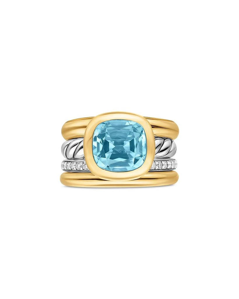 David Yurman DY Mercer® Four Row Stone Ring in Sterling Silver with 18K Yellow Gold, Sky Blue Topaz and Diamonds, 14mm 3
