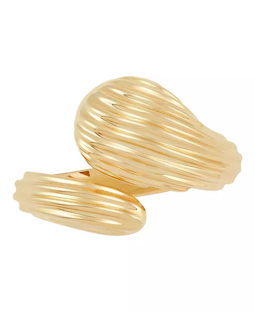 Macy's Polished Graduated Ribbed Bypass Ring in 10K Yellow Gold