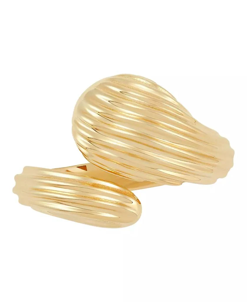 Macy's Polished Graduated Ribbed Bypass Ring in 10K Yellow Gold 2