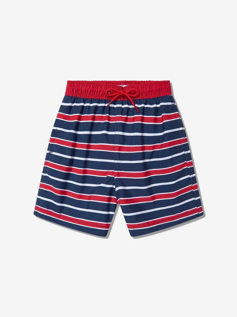 Soli Swim Boys Striped Beach Shorts in Red (UPF50+) 1