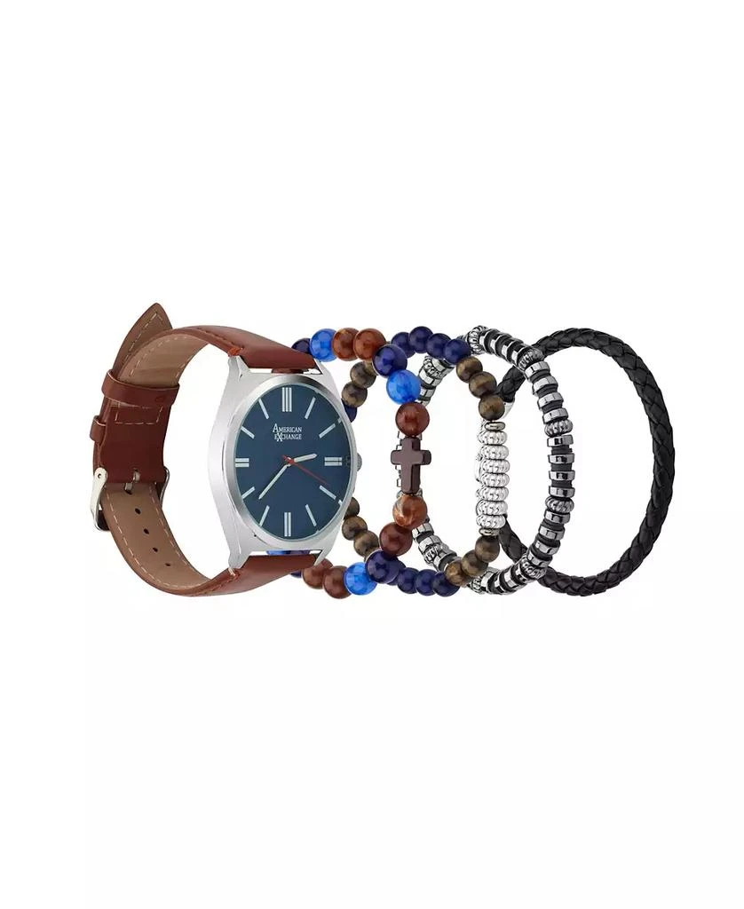 American Exchange Men's Quartz Brown Polyurethane Strap Watch 4
