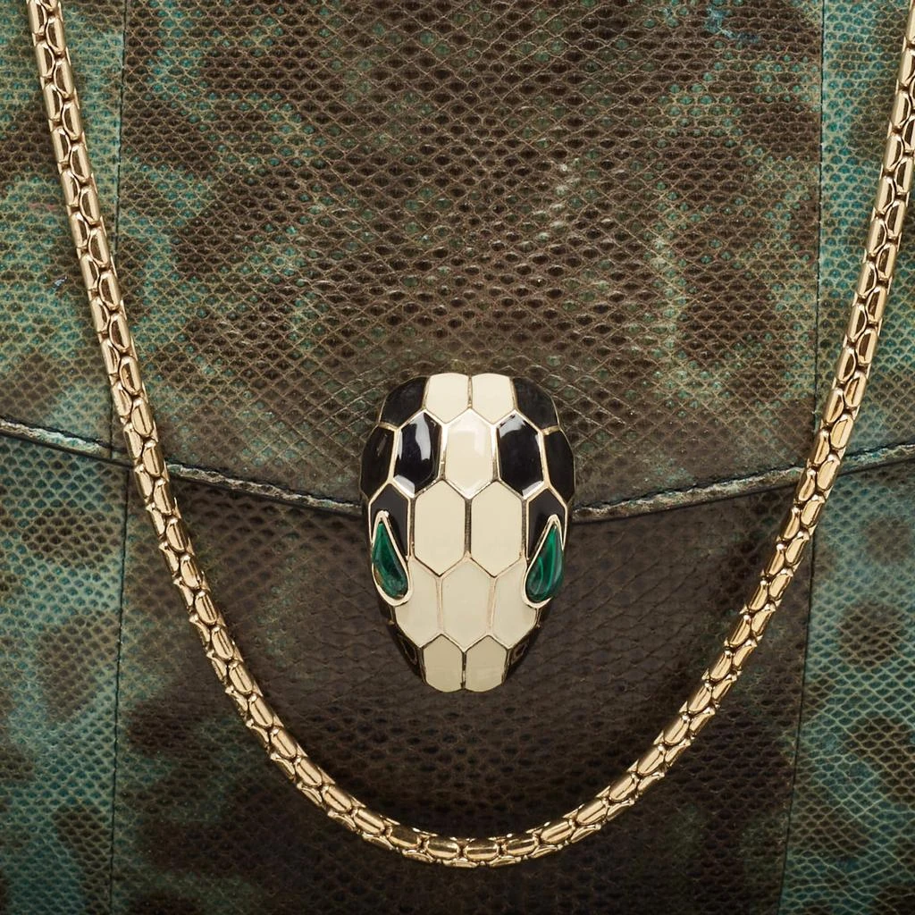 BVLGARI Bvlgari Green/Black Karung Serpenti Forever Flap Shoulder Bag 5