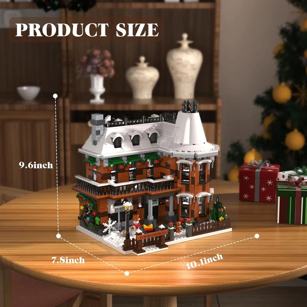 BuildMoc Wonderfuled Life Holiday Snow House Building Blocks Set - 1549 Pieces Gift for Friends and Family