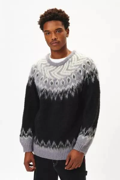 Manastash Manastash Aberdeen Fuzzy Patterned Knit Crew Neck Sweater 1