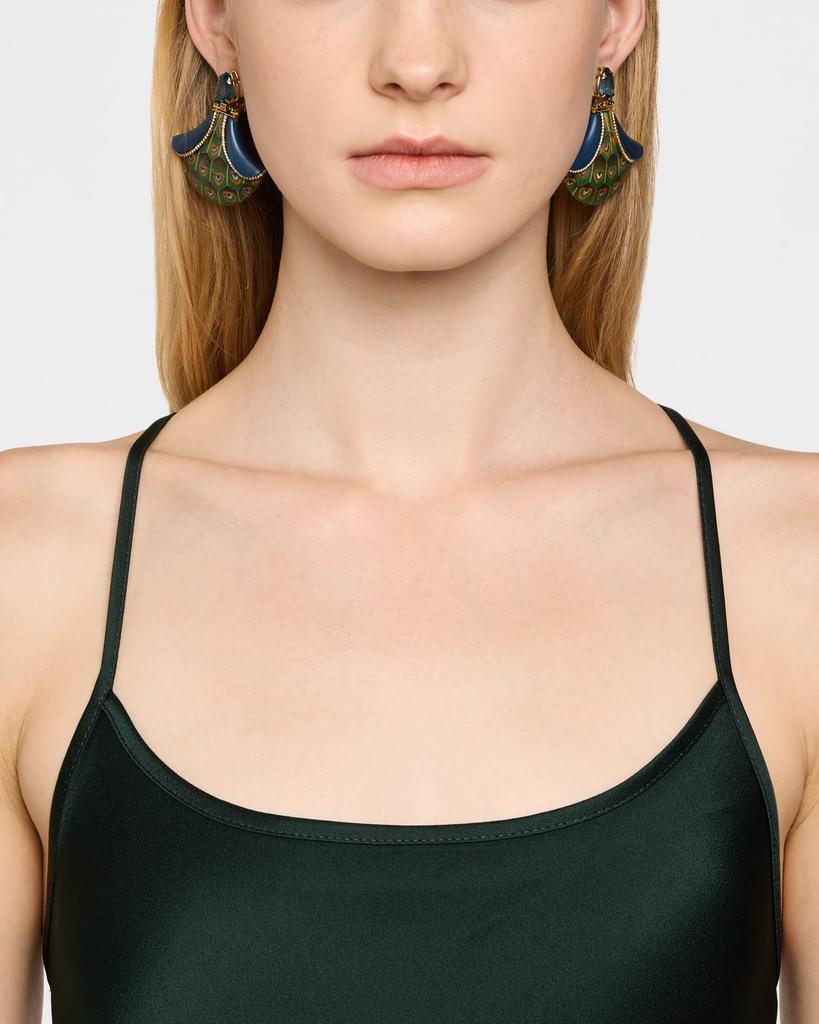 Silvia Furmanovich Peacock Marquetry Earrings with Diamonds, Sapphires and Emeralds