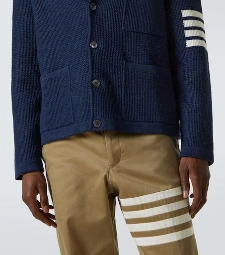 Thom Browne 4-Bar linen and cotton-blend cardigan 6