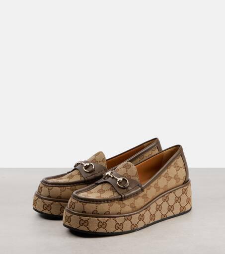 Gucci Horsebit GG Canvas platform loafers Women s Shoes Free Shipping BeyondStyle