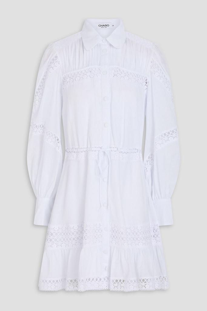 Charo Ruiz Ibiza Daniela gathered cotton-blend voile mini shirt dress