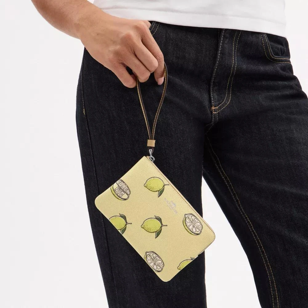 Coach Corner Zip Wristlet With Lemon Print 5