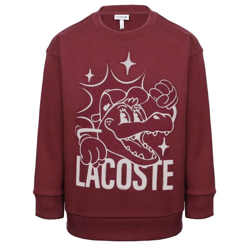 Lacoste Lacoste crocodile print sweatshirt and big green long sleeved t shirt set in burgundy and navy 2