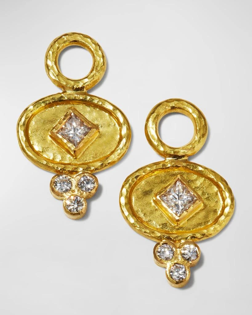 Elizabeth Locke 19K Gold Oval Diamond Earring Pendants 1