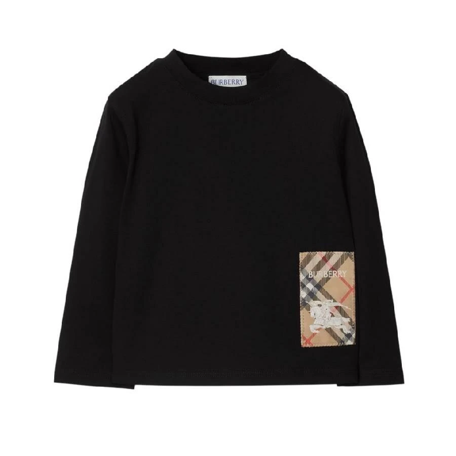 Burberry Boys Vintage Check Logo Patch Cotton T Shirt
