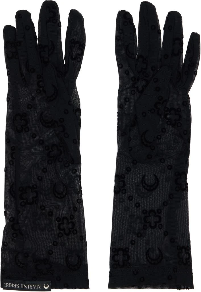 MARINE SERRE Black Moonogram Mesh Flock Short Gloves 2