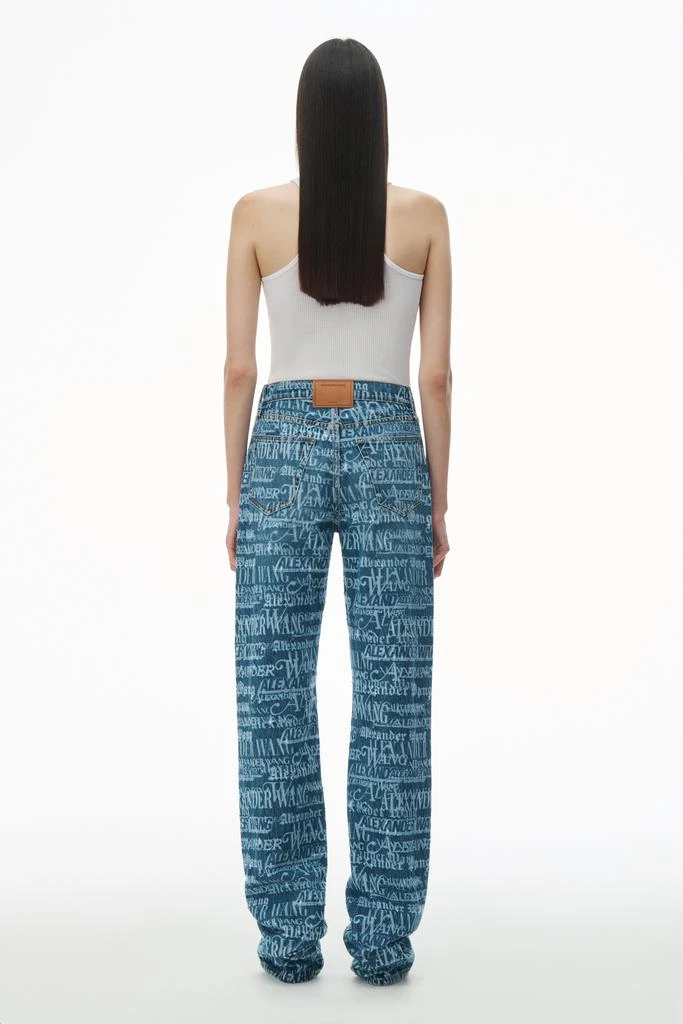 Alexander Wang Ez Mid Rise Straight Leg Jeans with Newsprint Logo 4