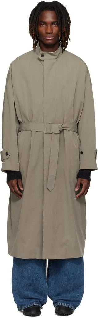 YOKE Beige Stand Collar Over Coat