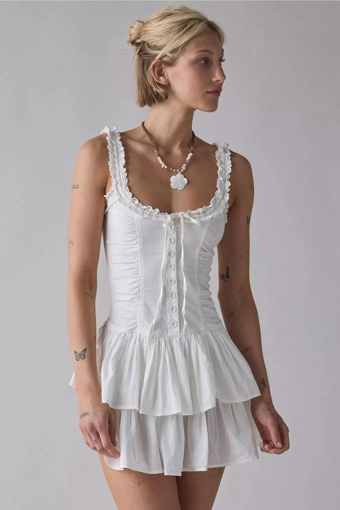 Ecote Ecote Olive Ruffled Drop Waist Milkmaid Mini Dress 1