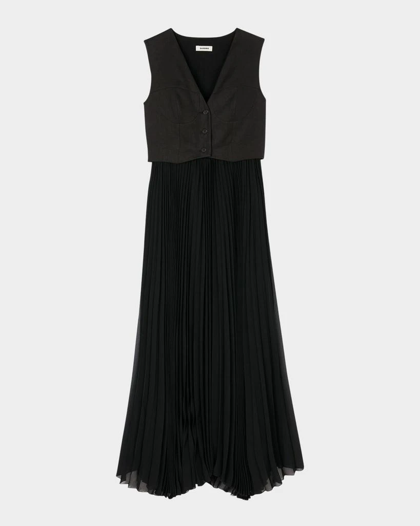 Sandro Montaigne Mixed Media Maxi Dress 1
