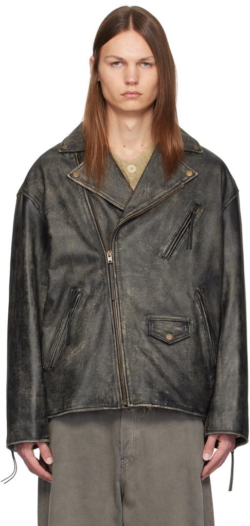 Black Faded Leather Jacket – On Sale Now with Up to 60% Off