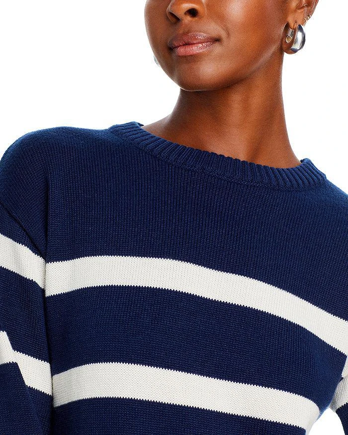 AQUA Striped Long Sleeve Mixed Media Dress - Exclusive - Dresses & Skirts -  Free Shipping - BeyondStyle