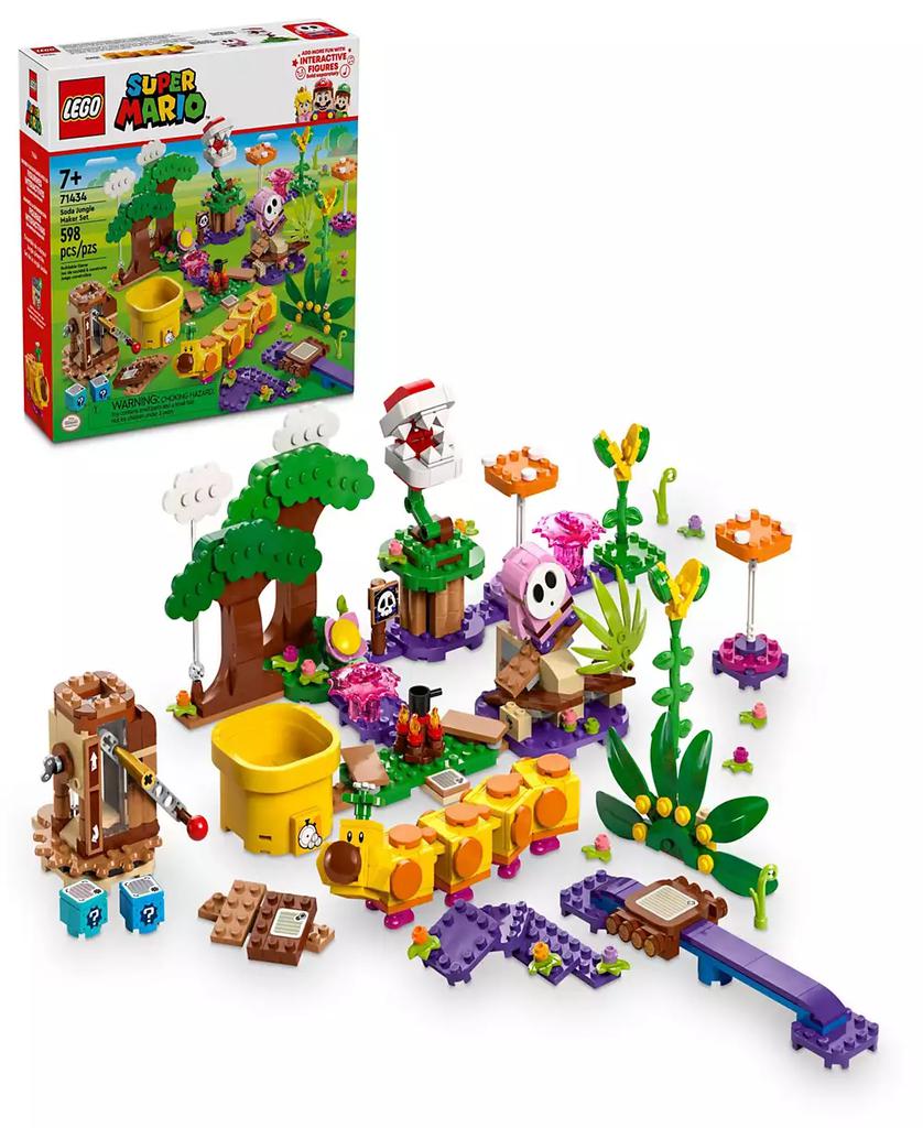 LEGO Super Mario Soda Jungle Maker Set, Wiggler Toy and Mario Playset 71434, 598 Pieces