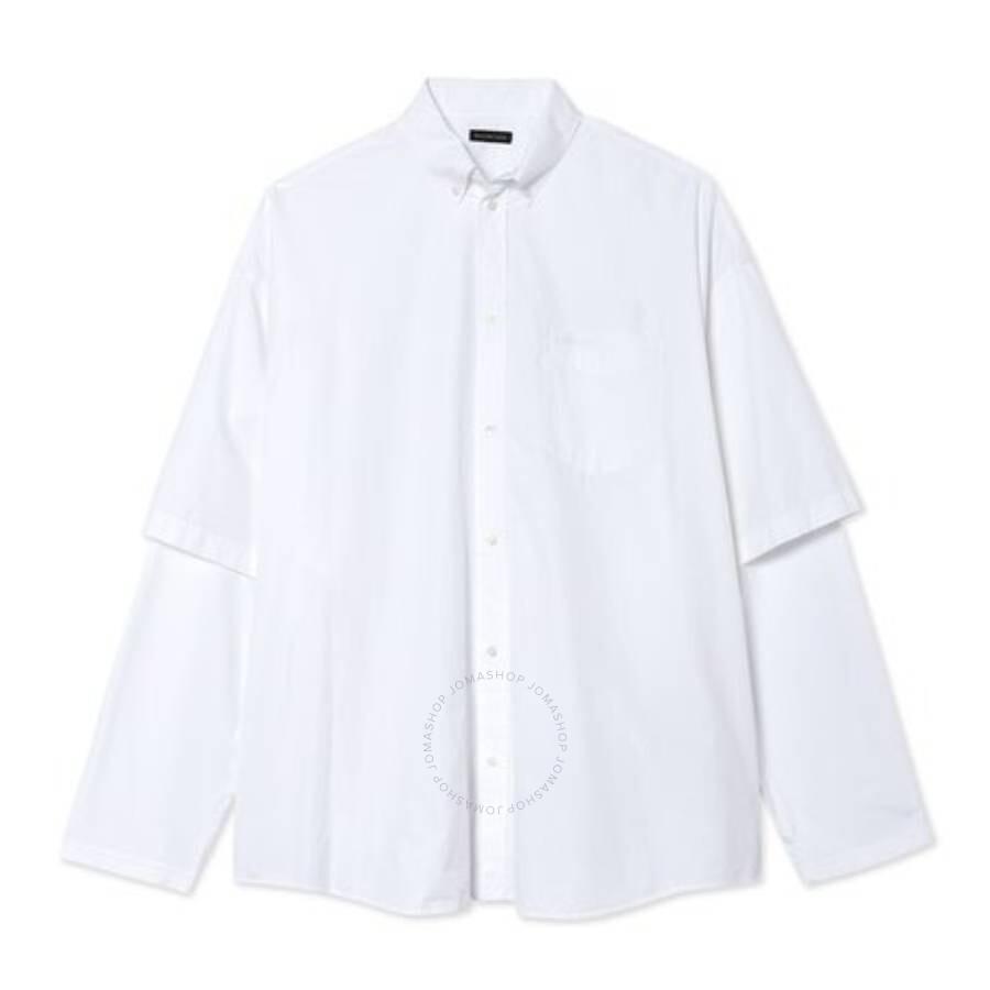 Balenciaga White Double Layer Sleeve Cotton Shirt