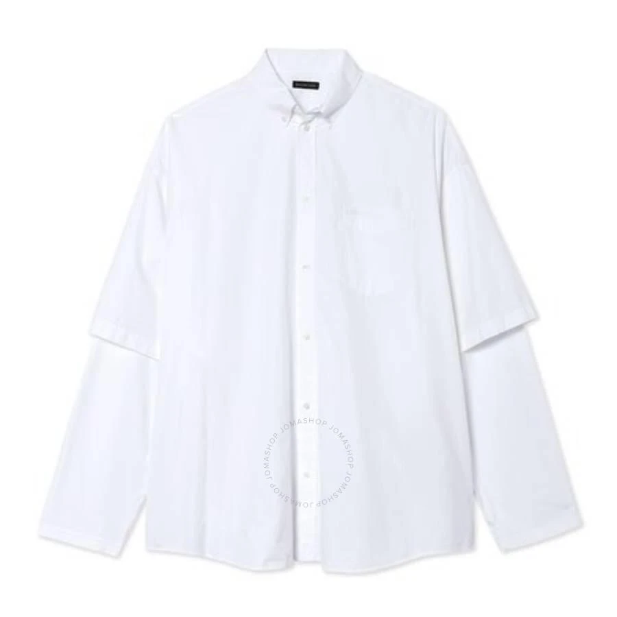 Balenciaga White Double Layer Sleeve Cotton Shirt 1