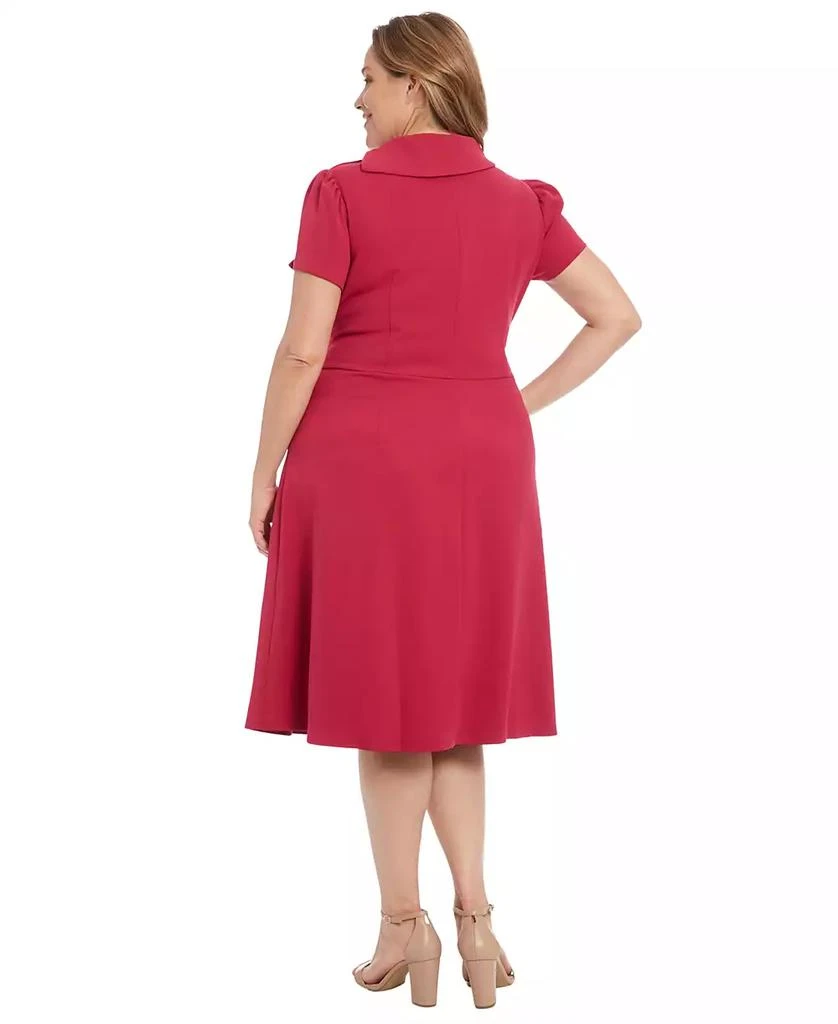 London Times Plus Size Foldover-Neck Fit & Flare Dress 2