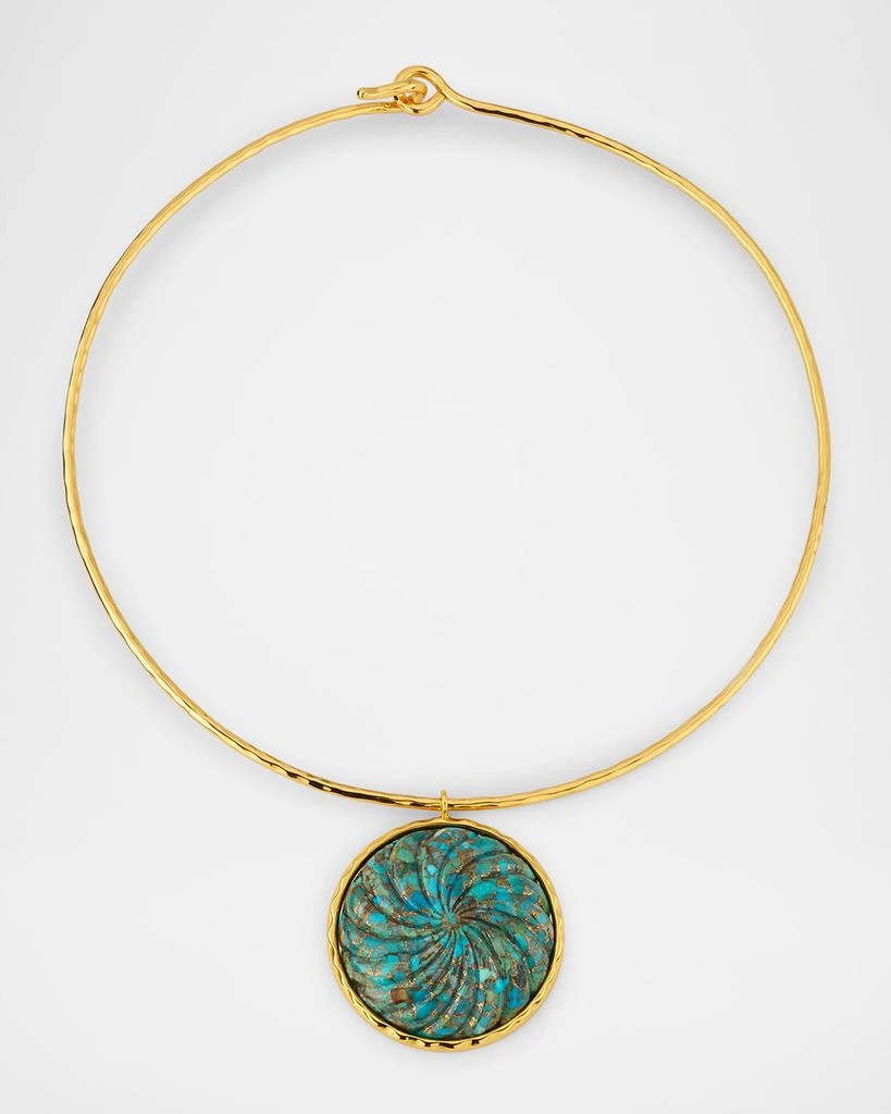 NEST Jewelry Carved Turquoise Collar Pendant Necklace from Neiman Marcus