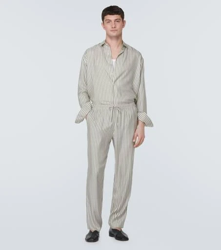 Le Kasha Striped silk straight pants 2