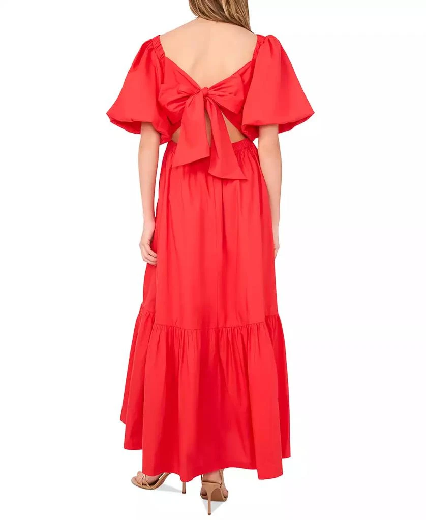 CeCe Women's Square-Neck Puff-Sleeve Tie-Back Maxi Dress 3