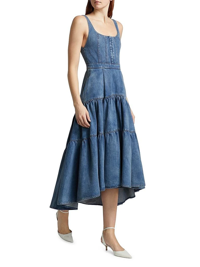 knee length dresses for ladies Women's Sleeveless Denim Midi Dress Fit and Flare – RW&CO