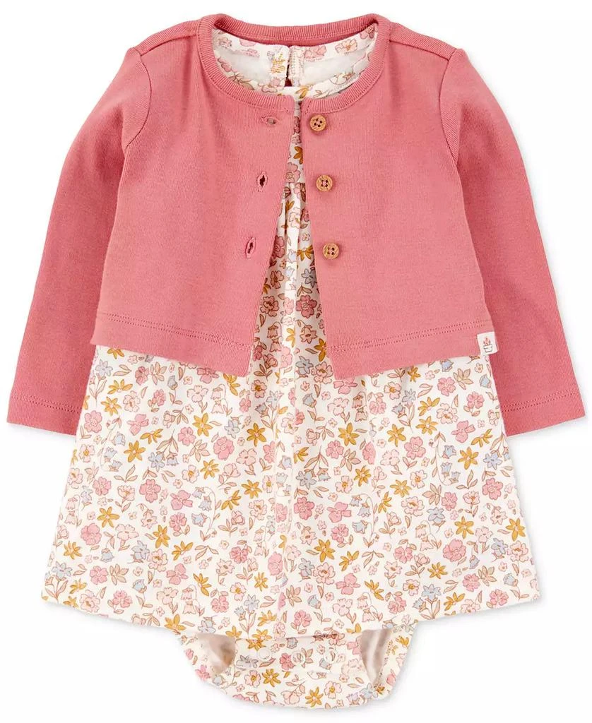 Carter
s Baby Girls Cotton Bodysuit Dress 
Cardigan, 2 Piece Set 1