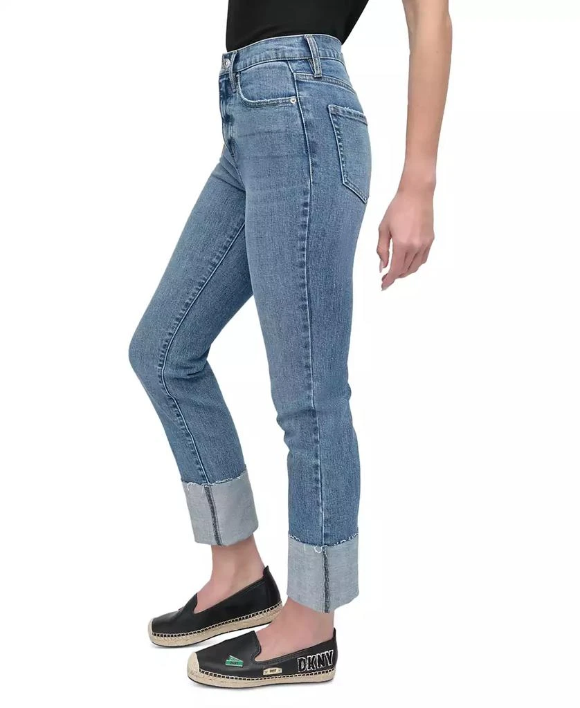 DKNY Women
s High-Rise Classic Cuffed Straight-Leg Jeans 2