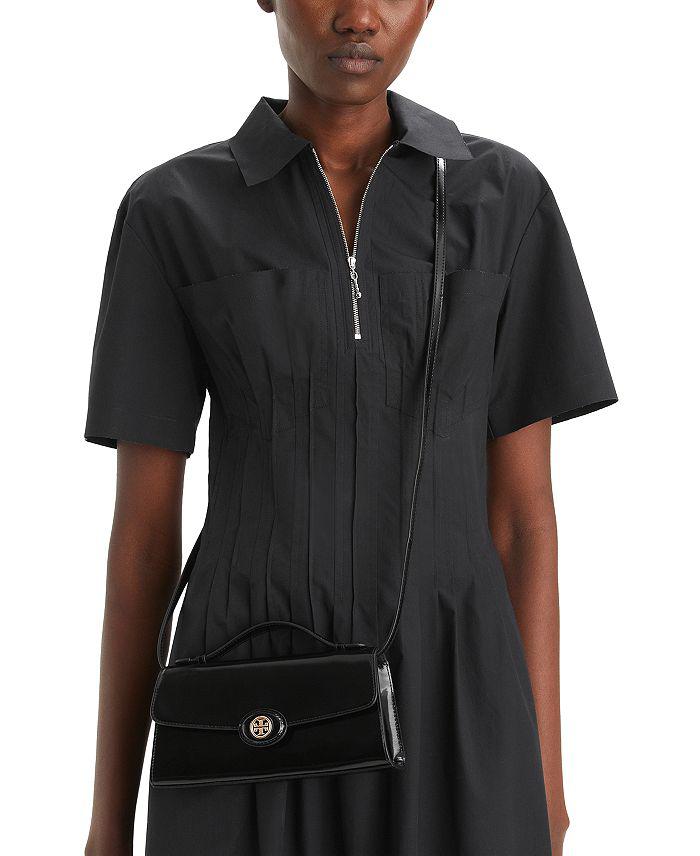 Tory Burch Robinson Spazzolato Top Handle Chain Wallet