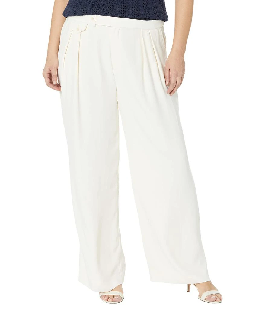 Ralph Lauren Plus Size Pleated Georgette Wide-Leg Pants 1
