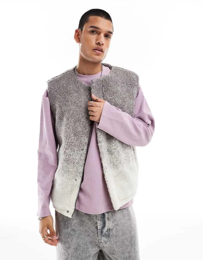 Native Youth Native Youth ombre borg waistcoat in grey 1